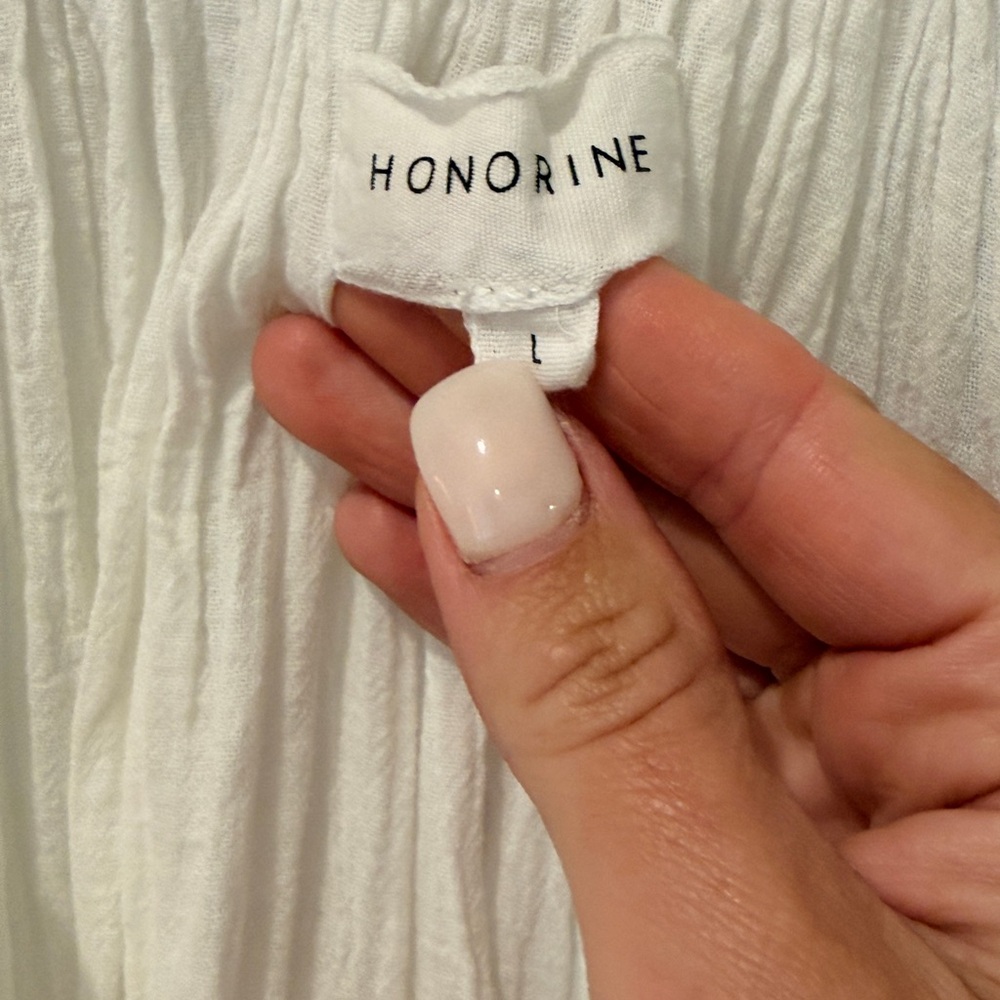 Honorine White Cotton Boho Short Dress Size L Beach Vacation Swim Coverup - Picture 7 of 8